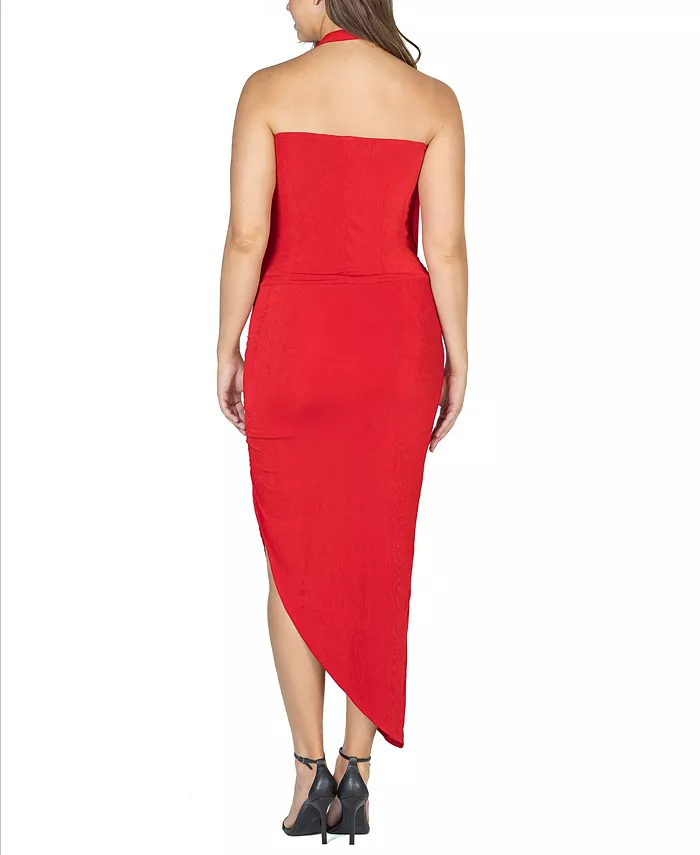 Women's Long Asymmetrical Backless Halter Dress - thumbnail 2