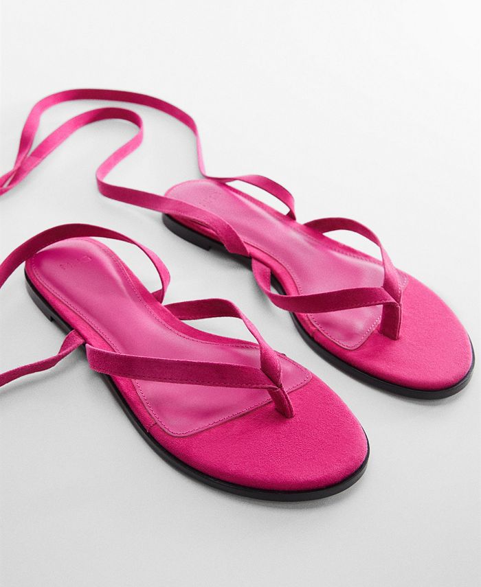 MANGO Women's Leather Straps Sandals Macy's