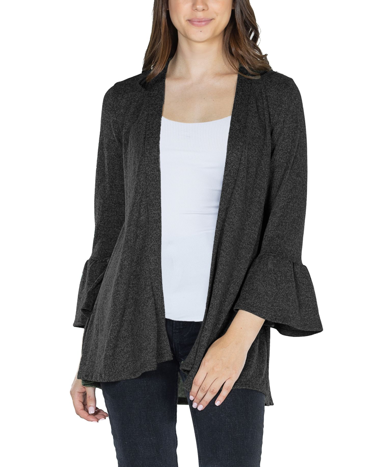 Women's Three Quarter Bell Sleeve Open Cardigan Jacket