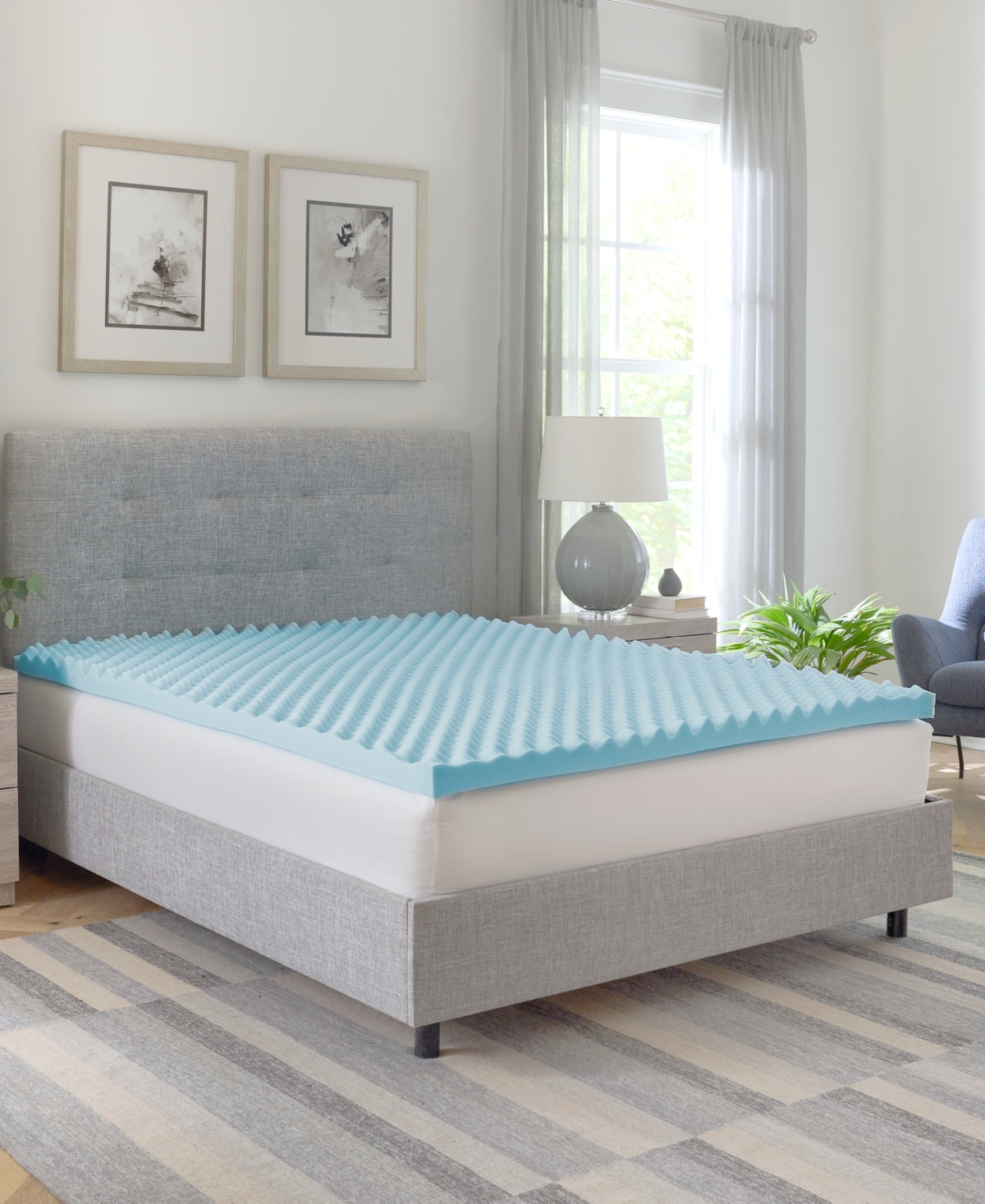 Prosleep 2.5" Gel-infused Convoluted Memory Foam Mattress Topper, King In White