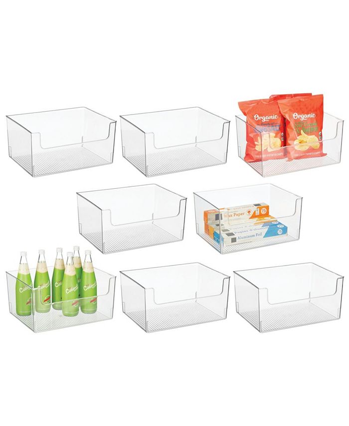 mDesign Large Plastic Open Front Kitchen Storage Organizer Bin Basket - Clear