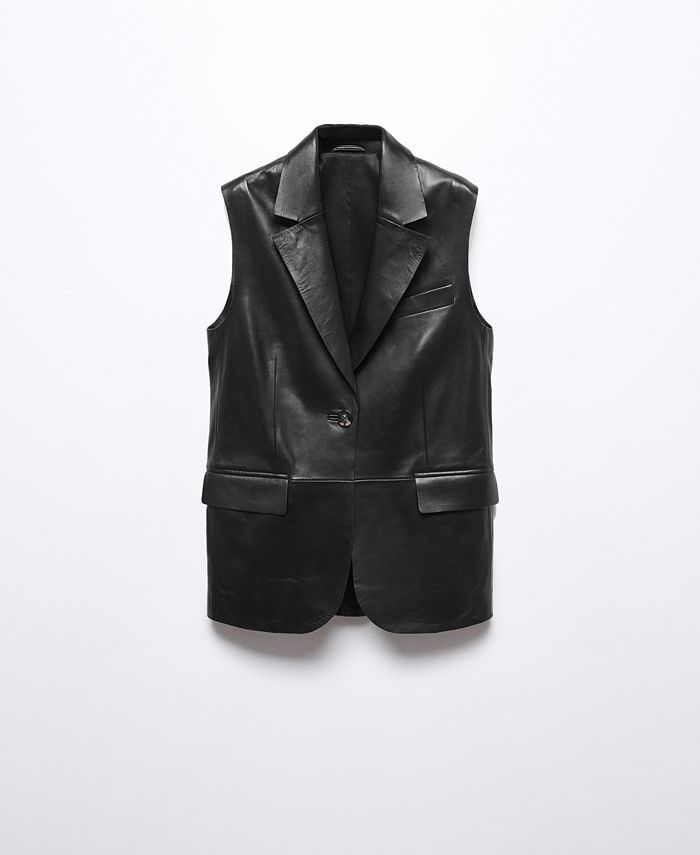 MANGO Women's Long Leather Vest Macy's