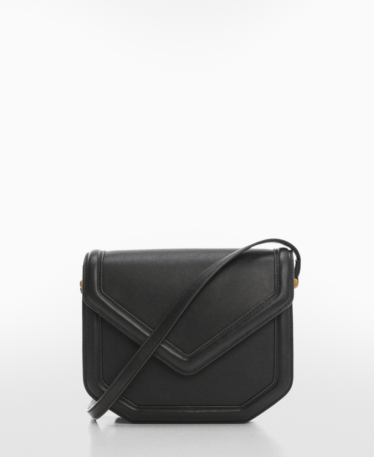 Mango Geometric Flap Bag Black In Black