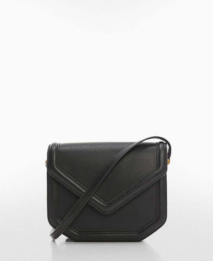 SHOULDER BAG WITH GEOMETRIC FLAP - Black