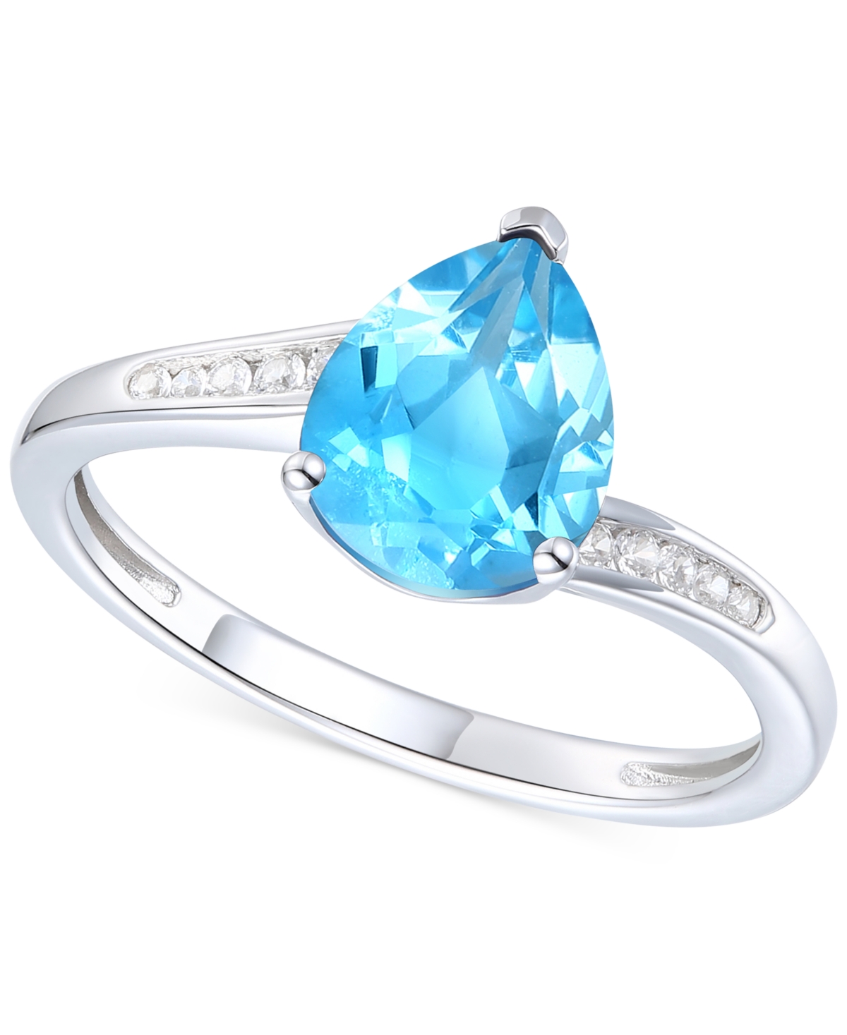 Macy's Amethyst (1-1/3 Ct. T.w.) & Lab-grown White Sapphire (1/10 Ct. T.w.) Pear Swirl Ring In 14k Gold-pla In Blue Topaz