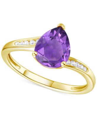 Macy's - Amethyst (1-1/3 ct. t.w.) & Lab-Grown White Sapphire (1/10 ct. t.w.) Pear Swirl Ring in 14k Gold-Plated Sterling Silver (Also in Additional Gemstones)