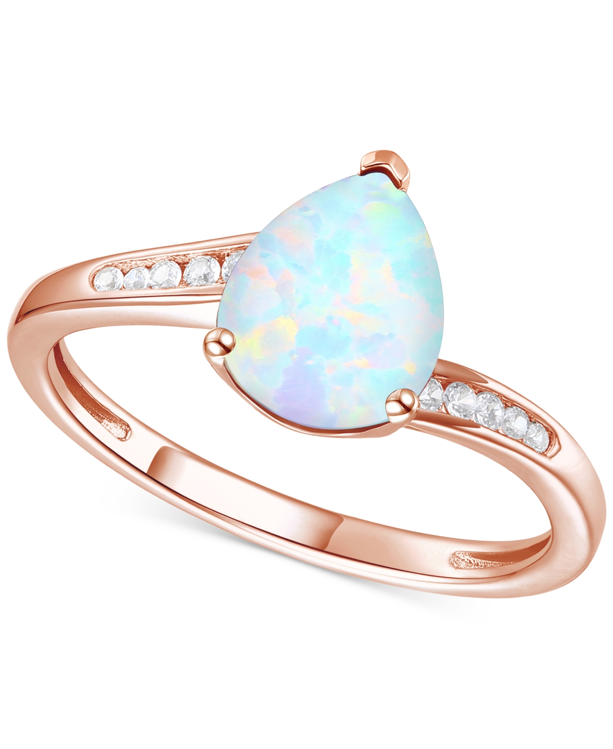 Macy's Amethyst (1-1/3 Ct. T.w.) & Lab-grown White Sapphire (1/10 Ct. T.w.) Pear Swirl Ring In 14k Gold-pla In Opal
