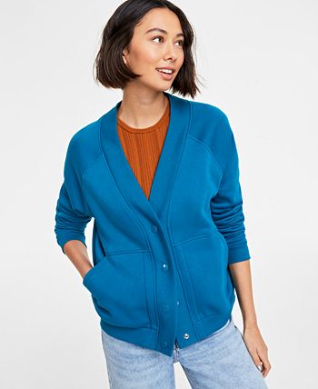 Women's snap sales front fleece cardigan