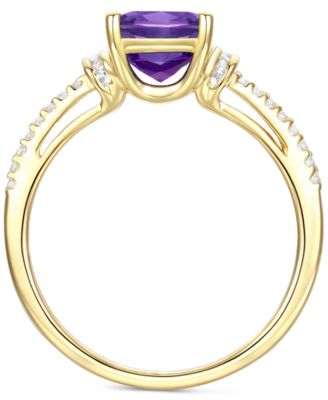 Amethyst (1-1/3 ct. t.w.) & Lab-Grown White Sapphire (1/4 ct. t.w.) Cushion Ring in 14k Gold-Plated Sterling Silver (Also in Additional Gemstones)