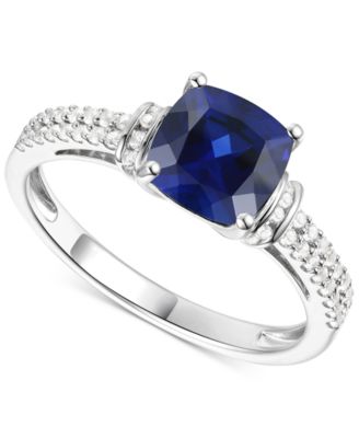 Amethyst (1-1/3 ct. t.w.) & Lab-Grown White Sapphire (1/4 ct. t.w.) Cushion Ring in 14k Gold-Plated Sterling Silver (Also in Additional Gemstones)