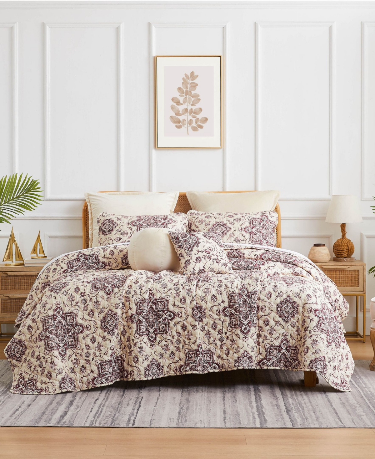 Southshore Fine Linens Persia 7 Piece Quilt Set, Full/queen In Eggplant