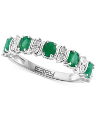EFFY Collection - Emerald (1-1/20 ct. t.w.) & Diamond (1/20 ct. t.w.) Ring in Sterling Silver (Also in Ruby & Sapphire)