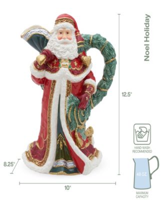 Noel Holiday Santa Pitcher, 12.5-in