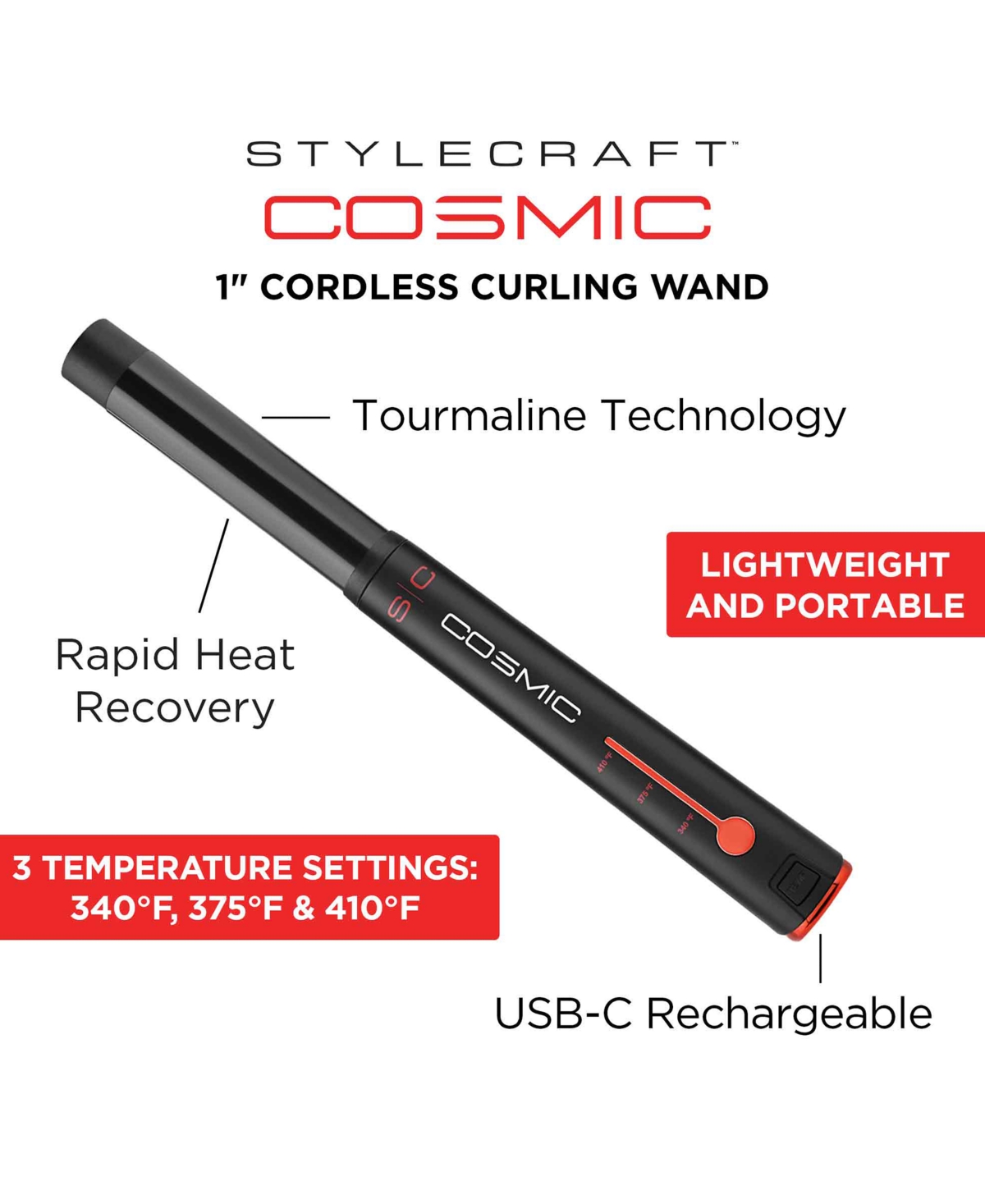 Shop Stylecraft 1" Cosmic Cordless Curling Wand In No Color