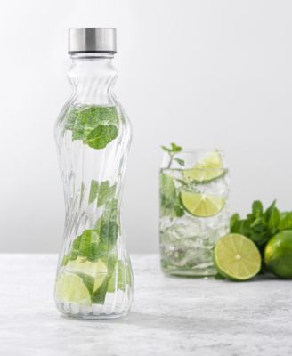 Fluted Glass Spring 16 oz Water Bottles Set of 6