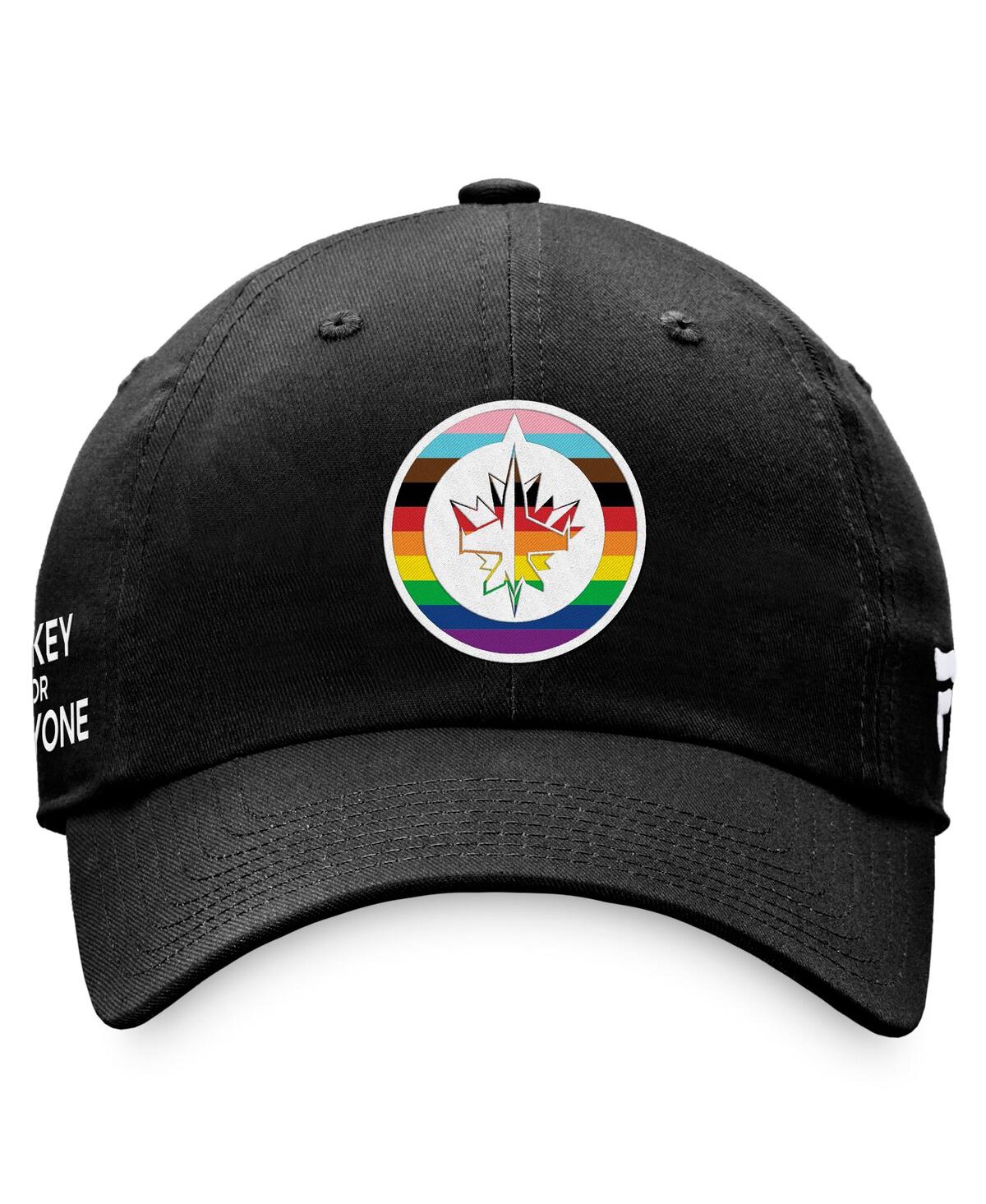 Shop Fanatics Men's  Black Winnipeg Jets Team Logo Pride Adjustable Hat