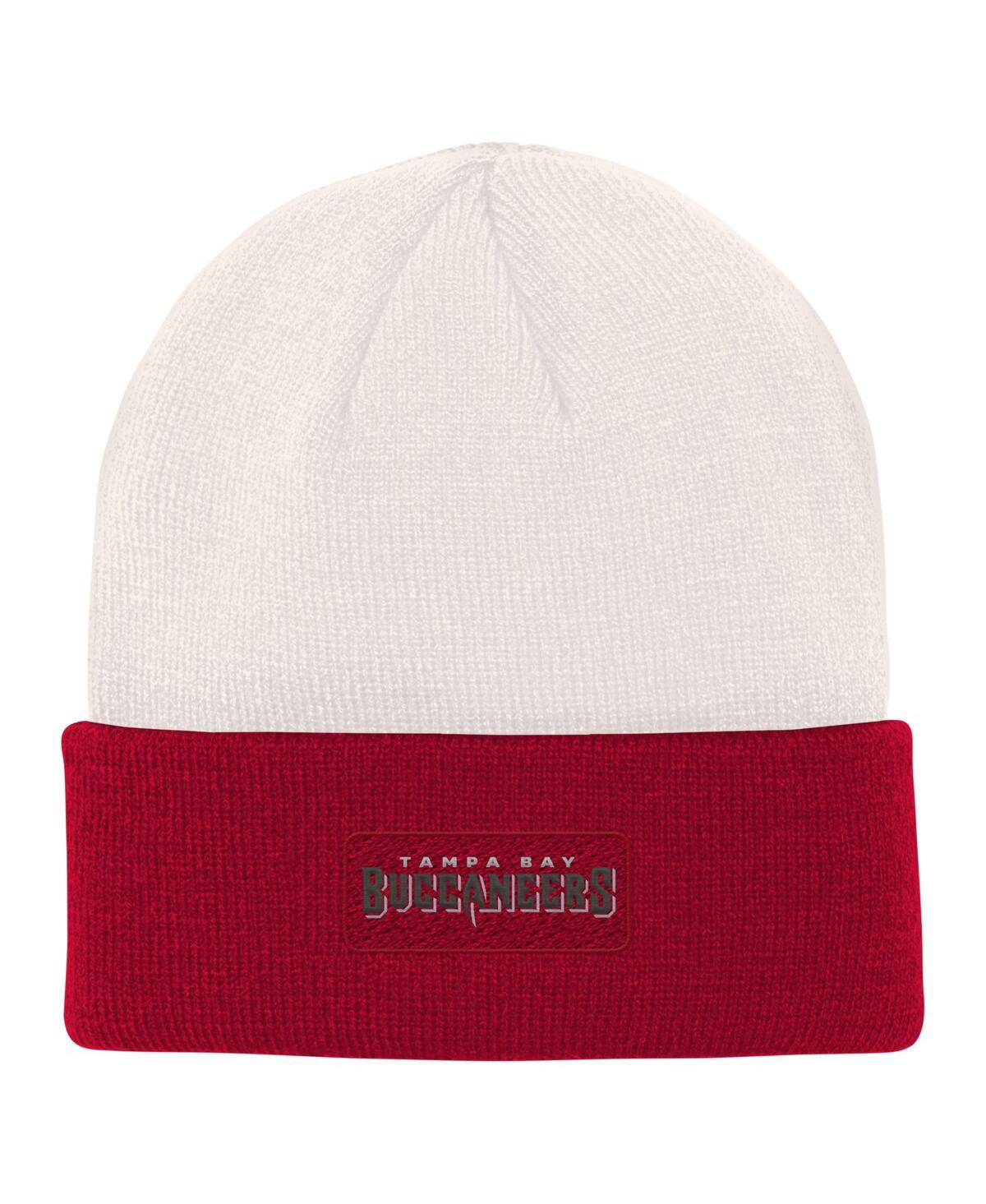 Outerstuff Big Boys And Girls Cream, Red Tampa Bay Buccaneers Bone Cuffed Knit Hat In Cream,red