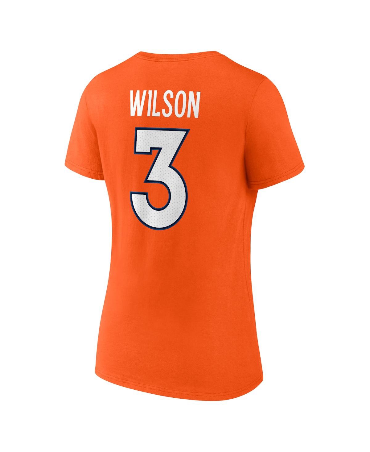 Women's Fanatics Russell WilsonDenver Broncos Player Icon Name and Number V-Neck T-shirt - Orange