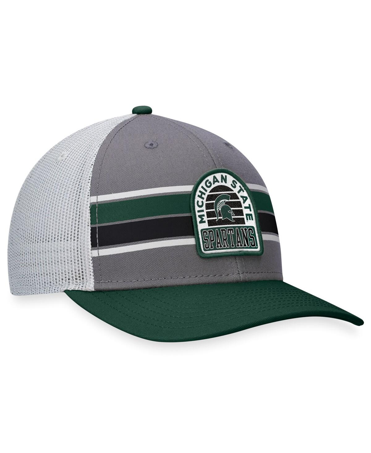 Top Of The World Men's  Gray, Green Michigan State Spartans Aurora Trucker Adjustable Hat In Gray,green