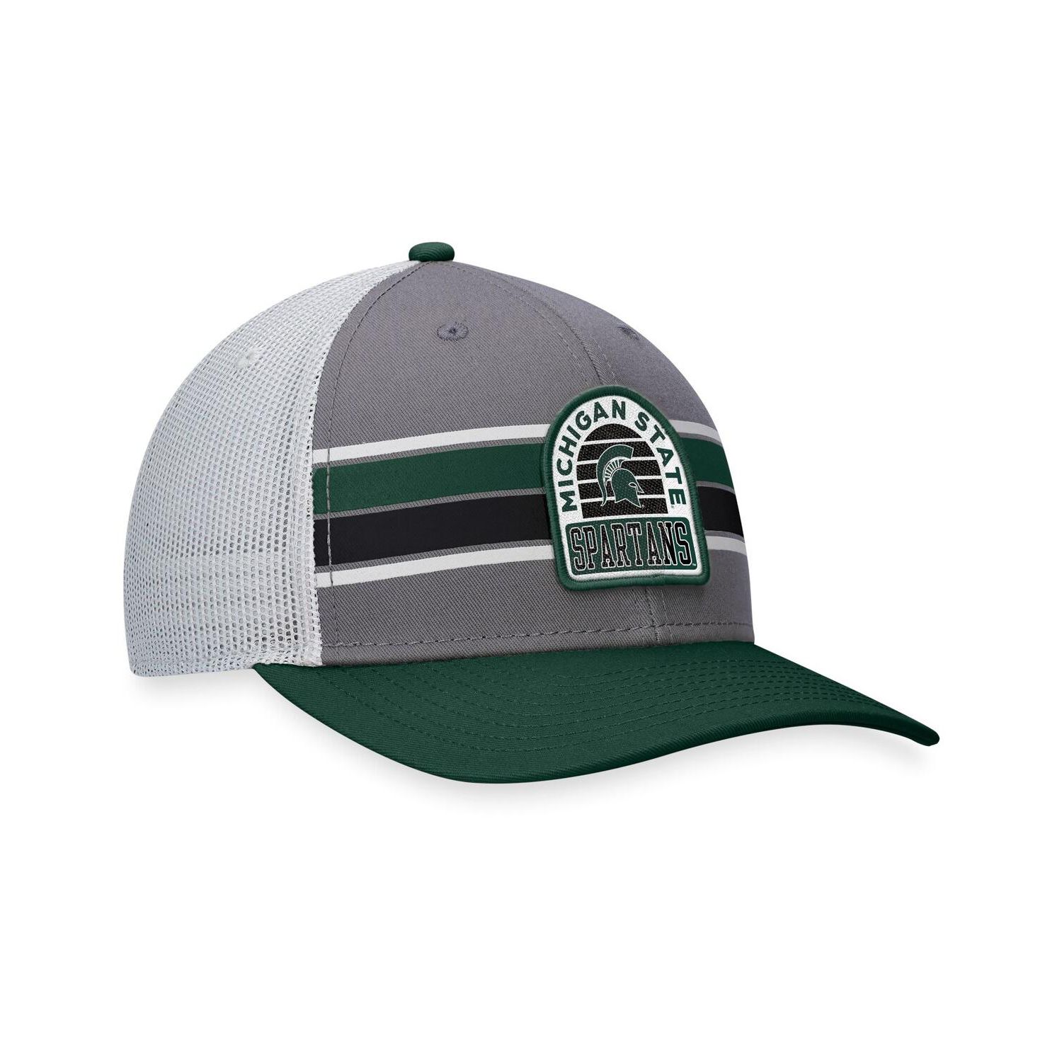 Men's Gray, Green Michigan State Spartans Aurora Trucker Adjustable Hat