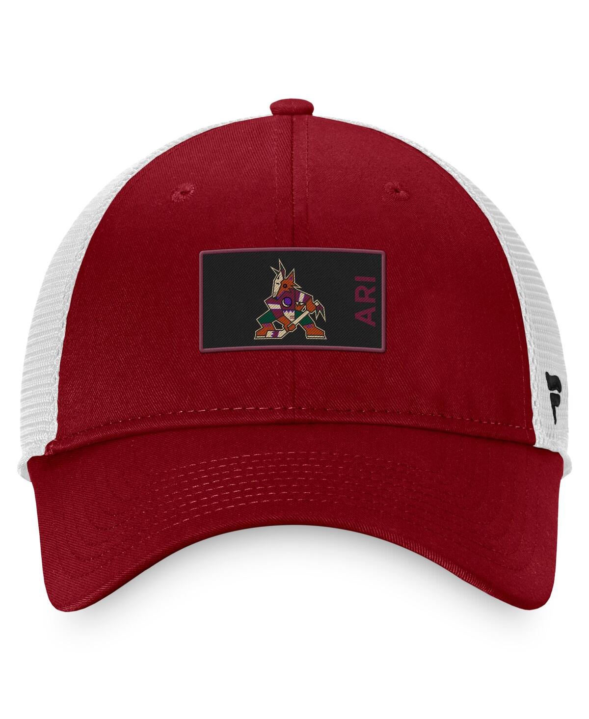 Shop Fanatics Men's  Garnet, White Arizona Coyotes Authentic Pro Rink Trucker Snapback Hat In Garnet,white