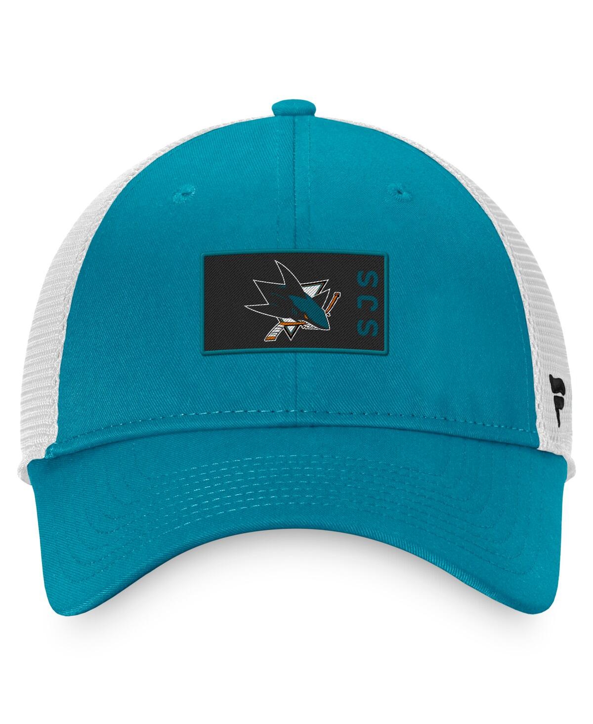 Shop Fanatics Men's  Teal, White San Jose Sharks Authentic Pro Rink Trucker Snapback Hat In Teal,white