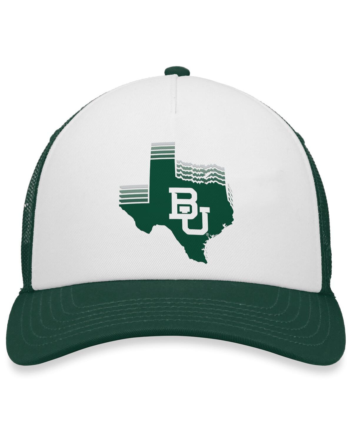 Top Of The World Men's  White, Green Baylor Bears Tone Down Trucker Snapback Hat In White,green