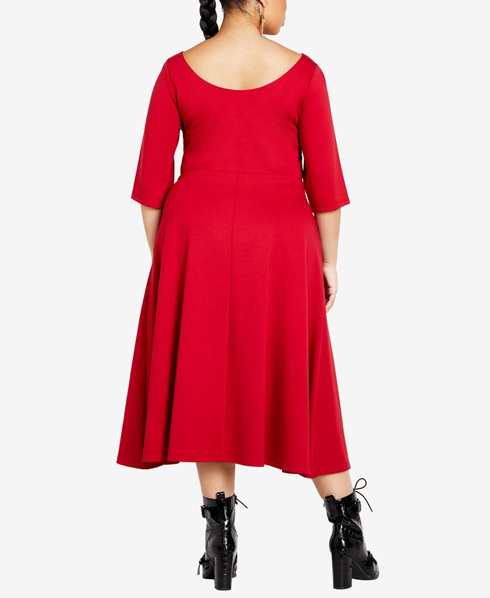 City Chic Trendy Plus Size Cute Girl Elbow Sleeve Midi Dress Macy's
