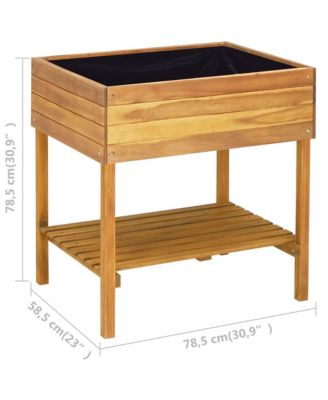 Raised Garden Planter 30.9"x23"x30.9" Solid Acacia Wood