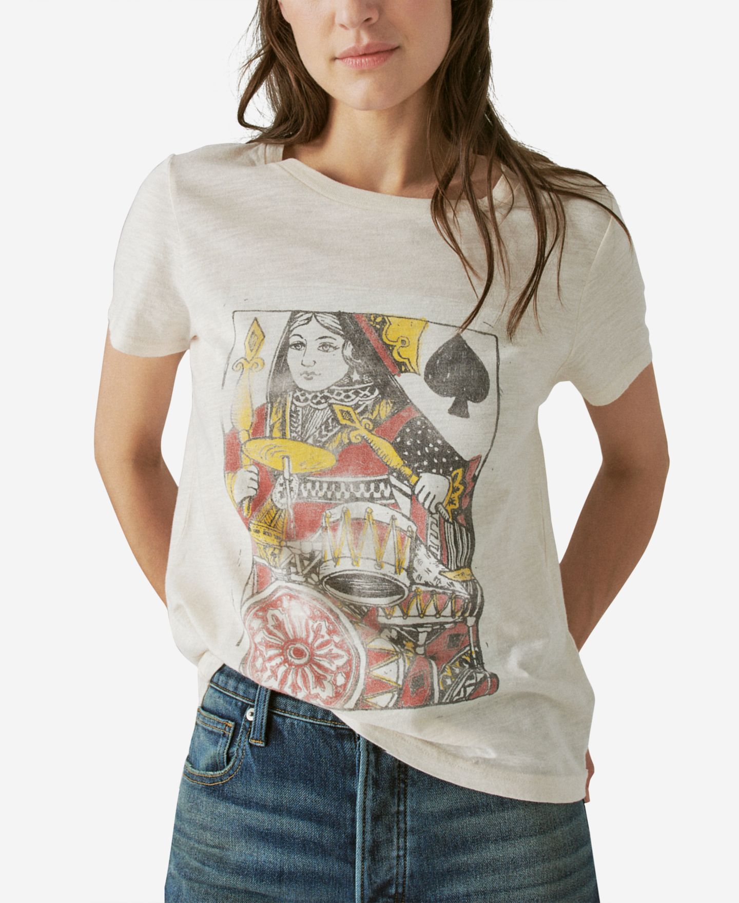 Женская футболка Lucky Brand Cotton Queen Of Spades Boyfriend, цвет: Мягкий розовый — фото 1