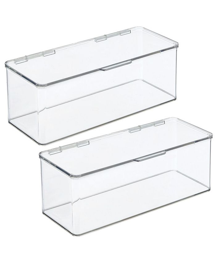mDesign Kitchen Pantry/Fridge Storage Organizer Box Hinged Lid, 2