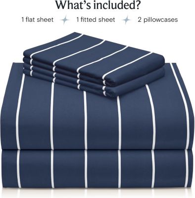 4-PC Striped Silky Soft Cooling Deep Pocket Sheet Set, King