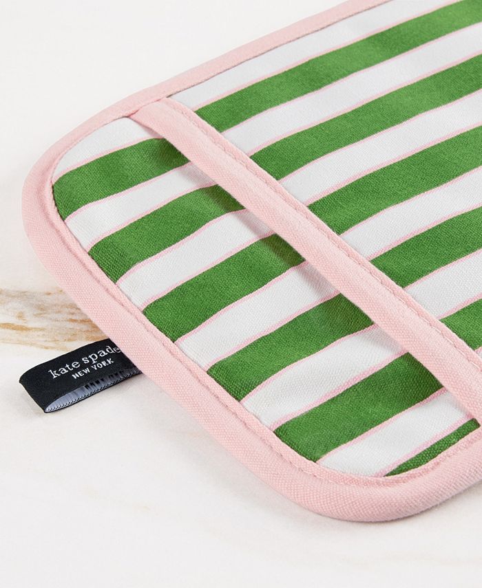 Kate Spade New York Botanical Stripe Mini Oven Mitt 2-Pack Set, 5.5 x 8,  Green/Pink