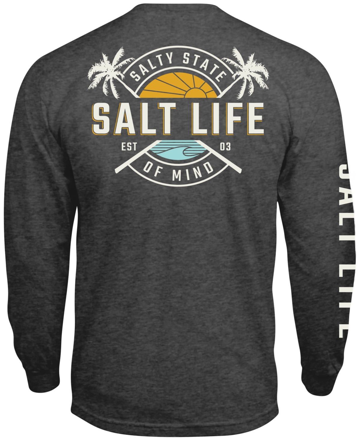 Salt Life Men's First Light Long-sleeve Logo Graphic Pocket T-shirt In Charcoal Heather