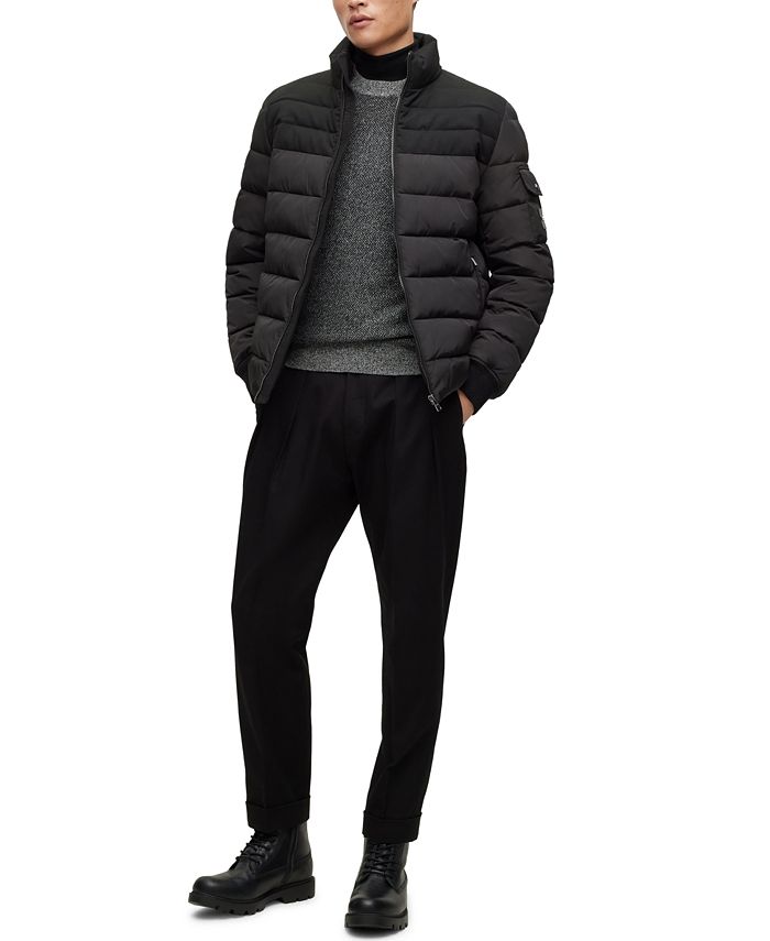 Hugo Boss Men's Herringbone Structure Regular-Fit Sweater - Macy's