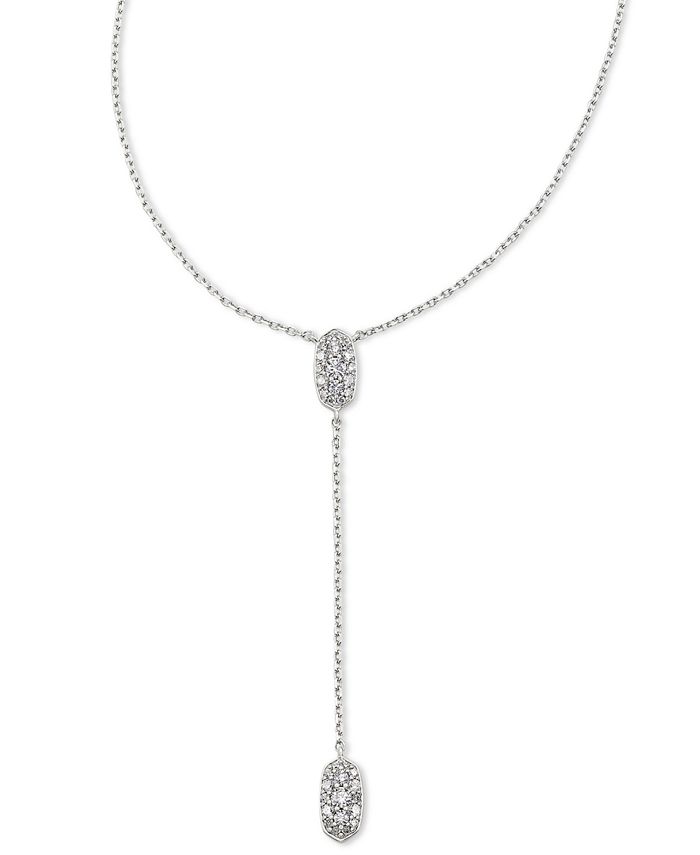 Kendra Scott Silver Tone Crystal 19 Lariat Necklace Macy s