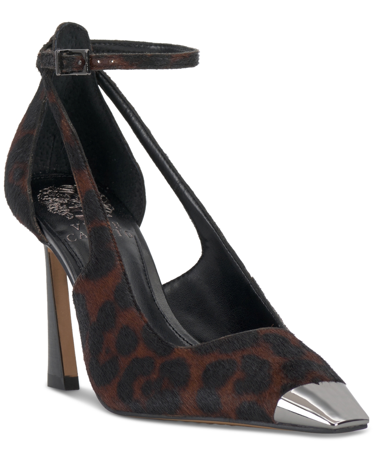 Vince Camuto Sachel Ankle-strap Capped-toe Pumps In Deep Natural Leopard