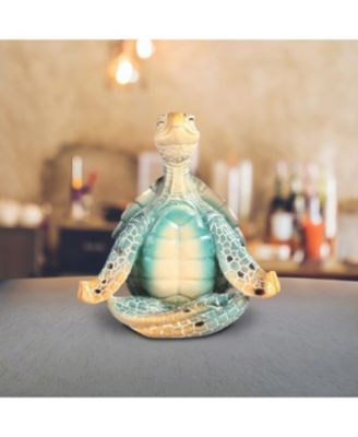 6.75"W Blue Sea Turtle of Yoga Easy Pose Statue Fantasy Decoration Figurine Home Decor Perfect Gift for House Warming, Holidays and Birthdays