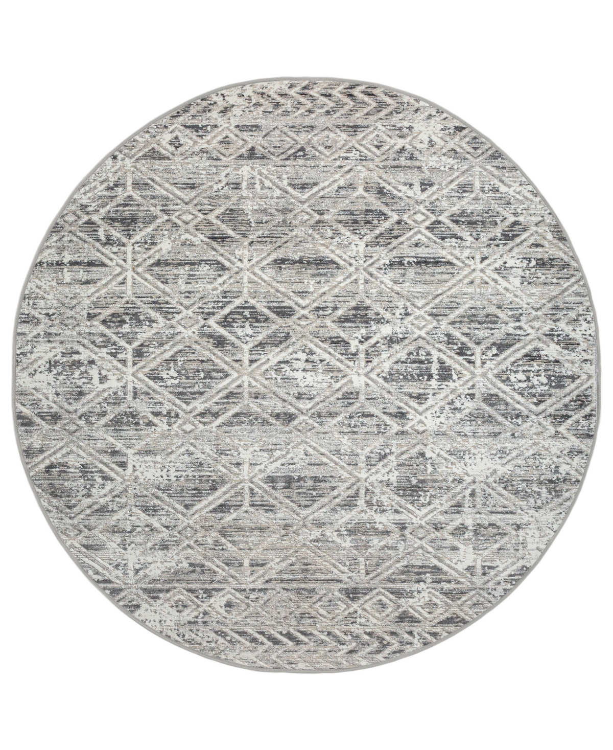 Km Home Teola 1243 7'10in x 7'10in Round Area Rug - Gray