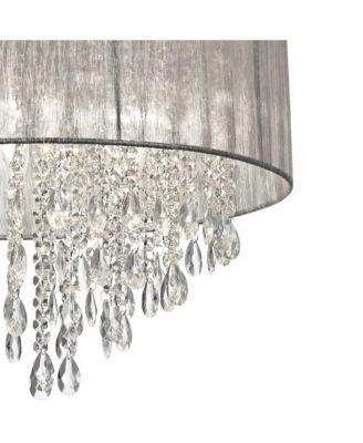 Chrome 7-Light Crystal Silver Fabric Shade 20" Wide Modern Fixture Chandelier Lighting