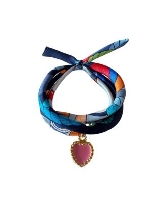 Akalia Pink Hand Printed Pure Silk 925 Sterling Silver Silk Bracelet 18k  Gold Plated Enamel Love Charm Women's Bracelet - Macy's