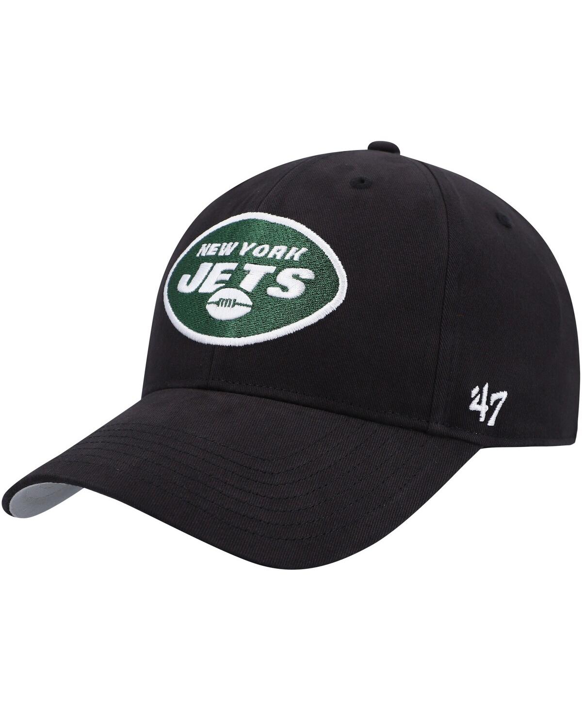 47 Brand Kids' Big Boys And Girls ' Black New York Jets Secondary Mvp Adjustable Hat