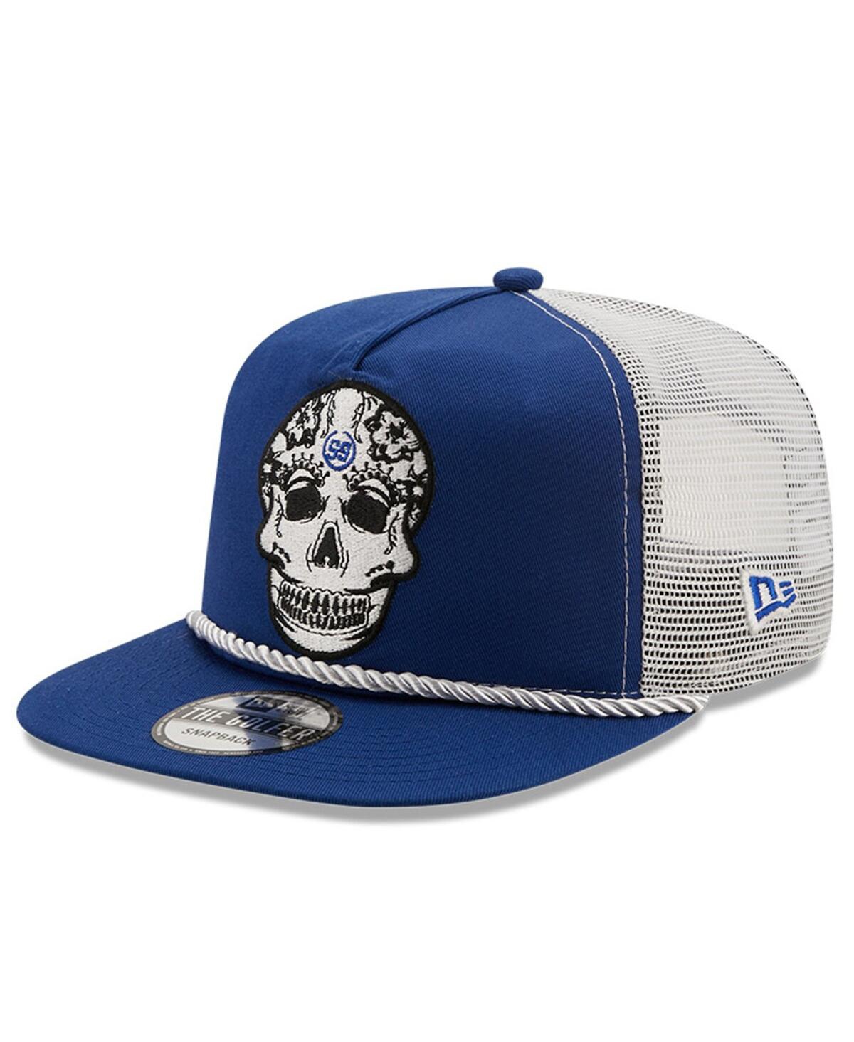 NEW ERA MEN'S NEW ERA ROYAL, WHITE TRACKHOUSE RACING GOLFER SNAPBACK ADJUSTABLE HAT 
