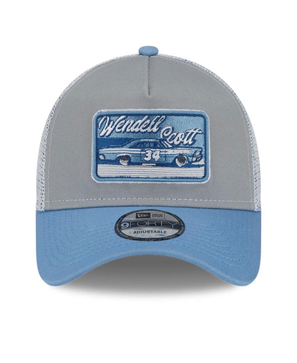 New Era Men's  Light Blue, Gray Wendell Scott Legends 9forty A-frame Trucker Snapback Adjustable Hat In Light Blue,gray
