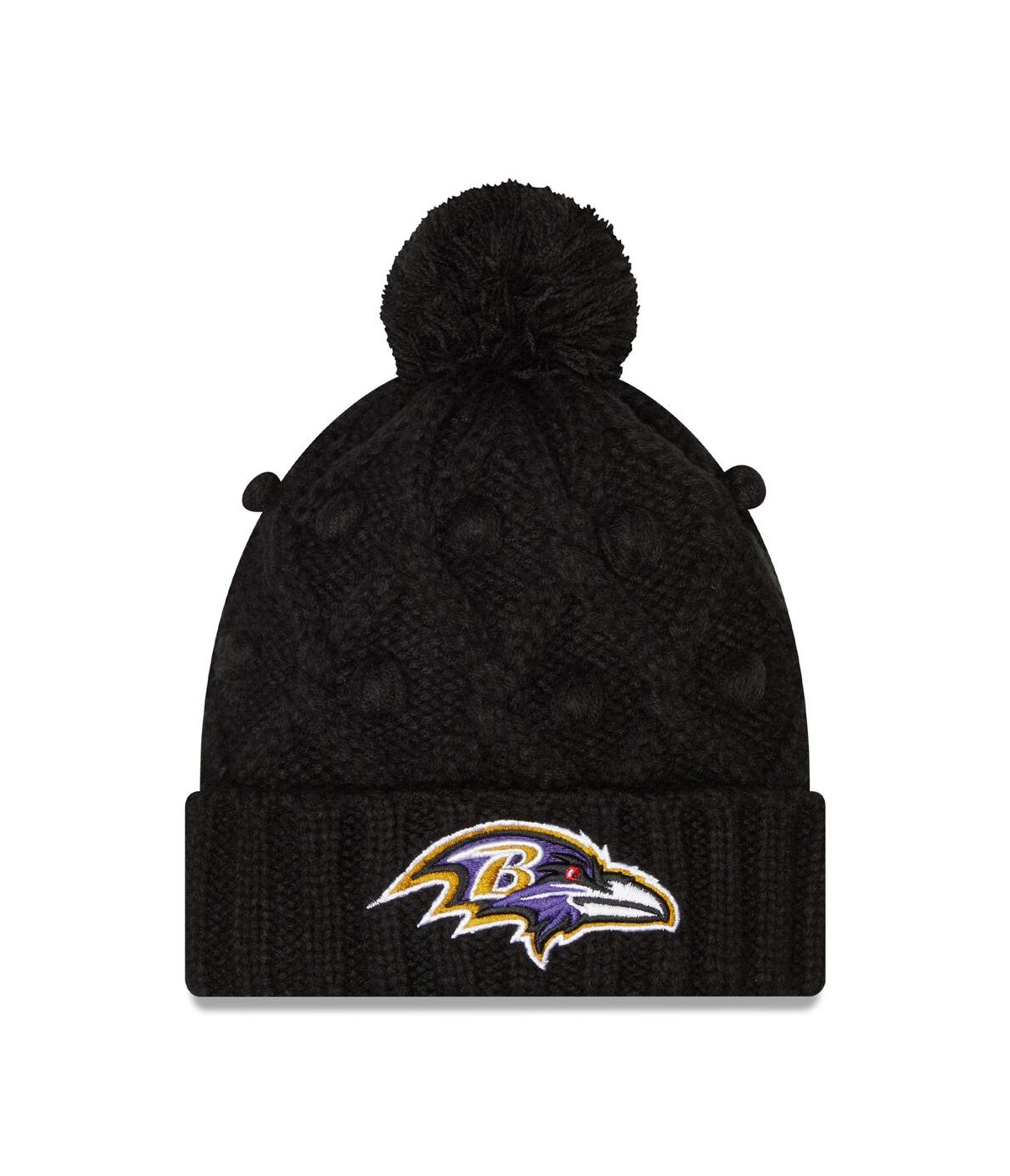 New Era Women's  Black Baltimore Ravens Toasty Cuffed Knit Hat With Pom