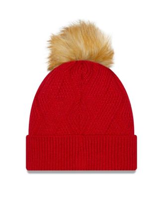 Women's Red Tampa Bay Buccaneers Snowy Cuffed Knit Hat with Pom