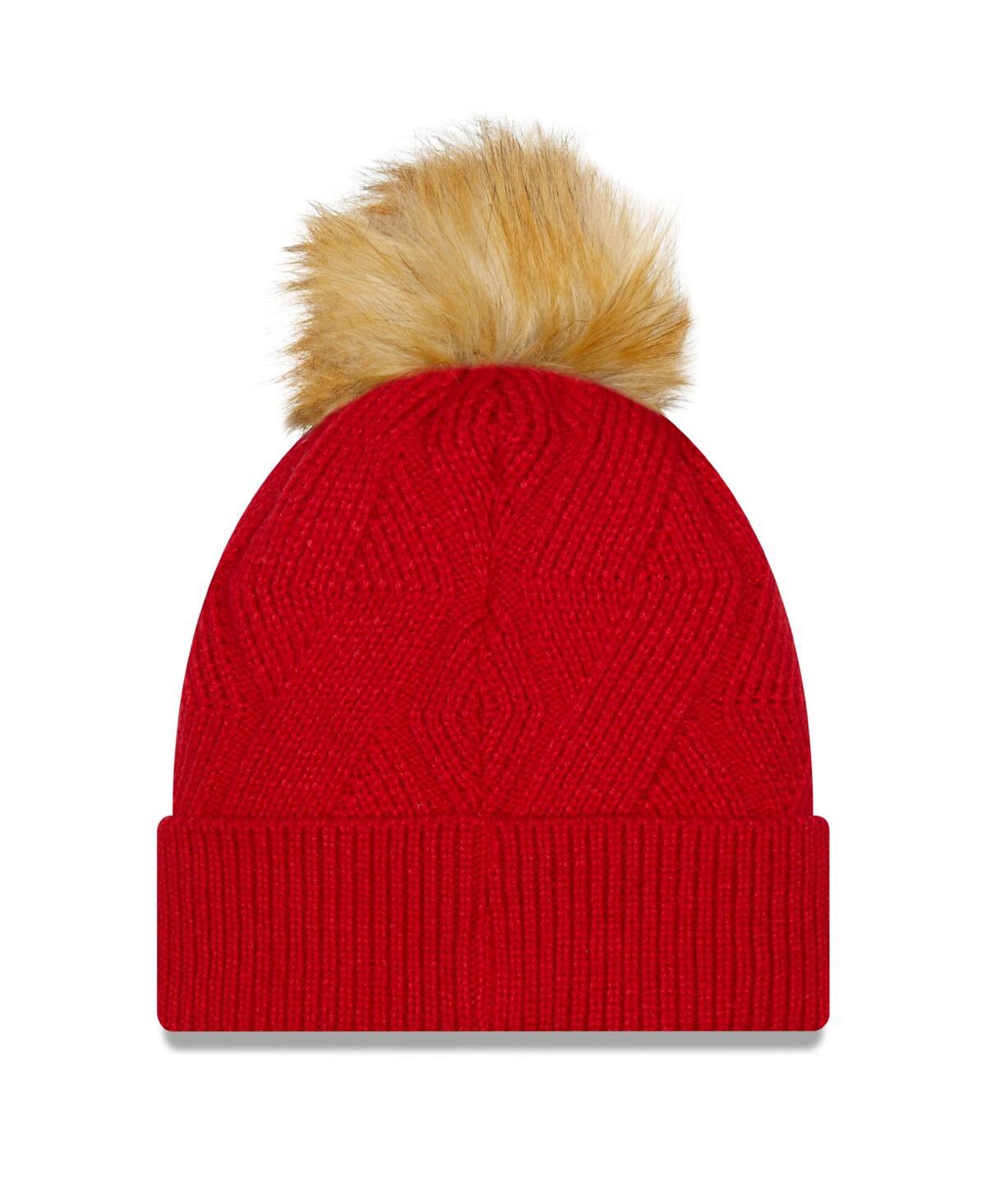Women's New EraTampa Bay Buccaneers Snowy Cuffed Knit Hat with Pom - Red