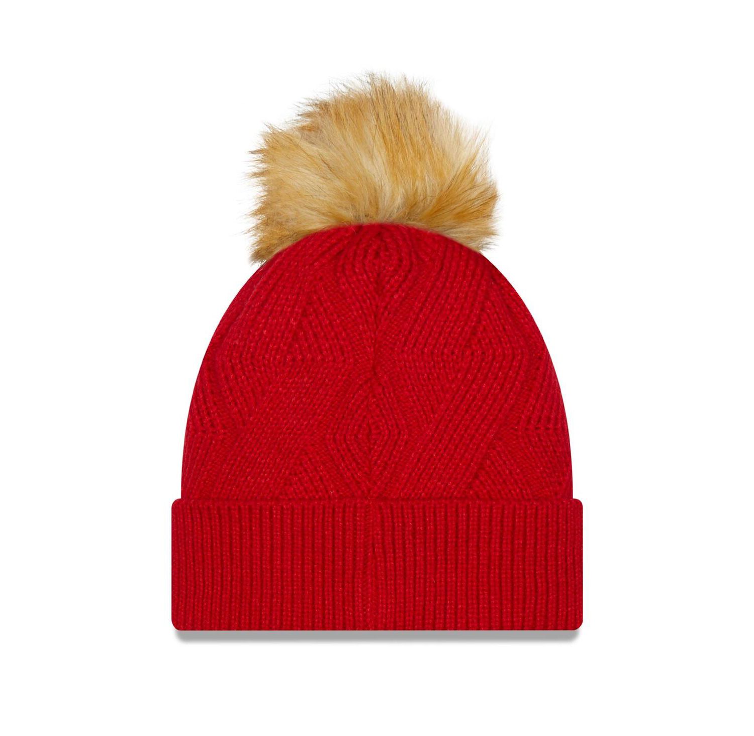 Women's Red Tampa Bay Buccaneers Snowy Cuffed Knit Hat with Pom