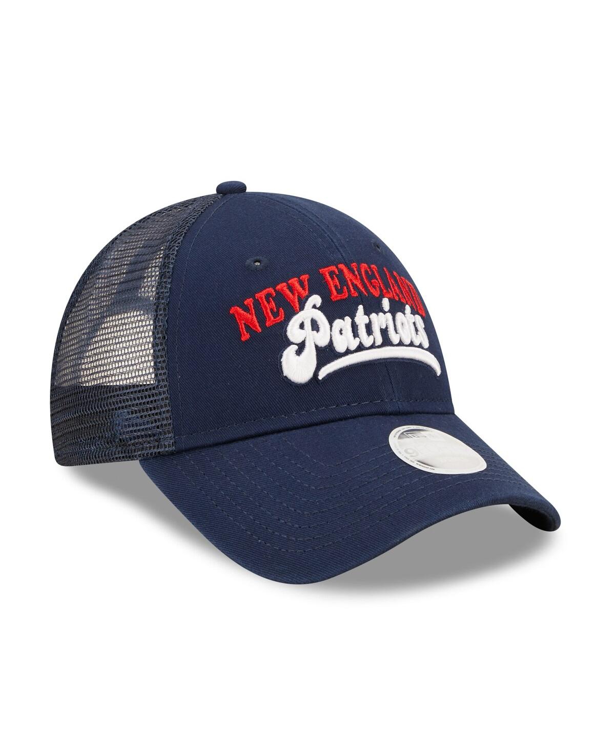 Shop New Era Women's  Navy New England Patriots Team Trucker 9forty Snapback Hat
