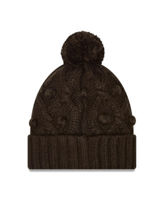 Big Girls Brown Cleveland Browns Toasty Cuffed Knit Hat with Pom
